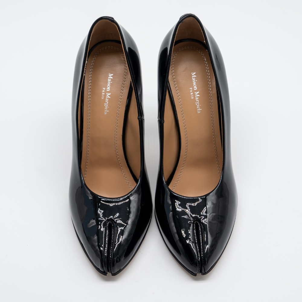 size 37 eu 7 US Maison Margiela Tabi Patent Leather Pumps Black Heels - Picture 3 of 12